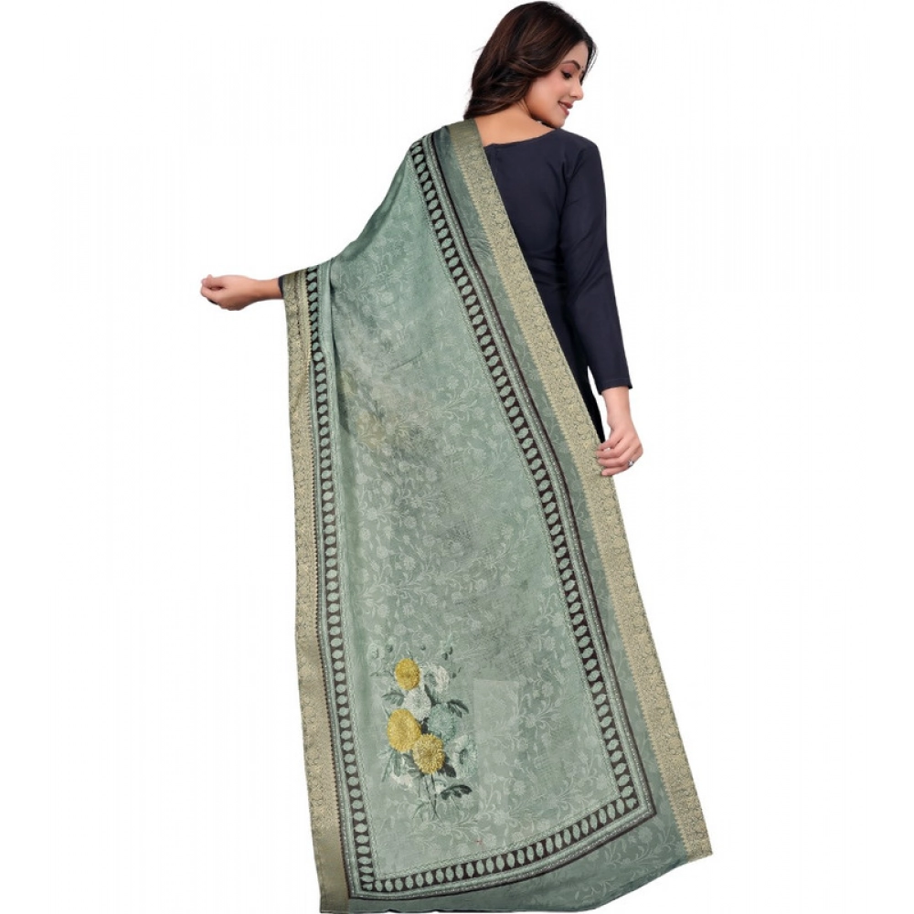 Women's chanderi silk Printed Dupatta (Green, Length: 2 Mtr) - Image 5