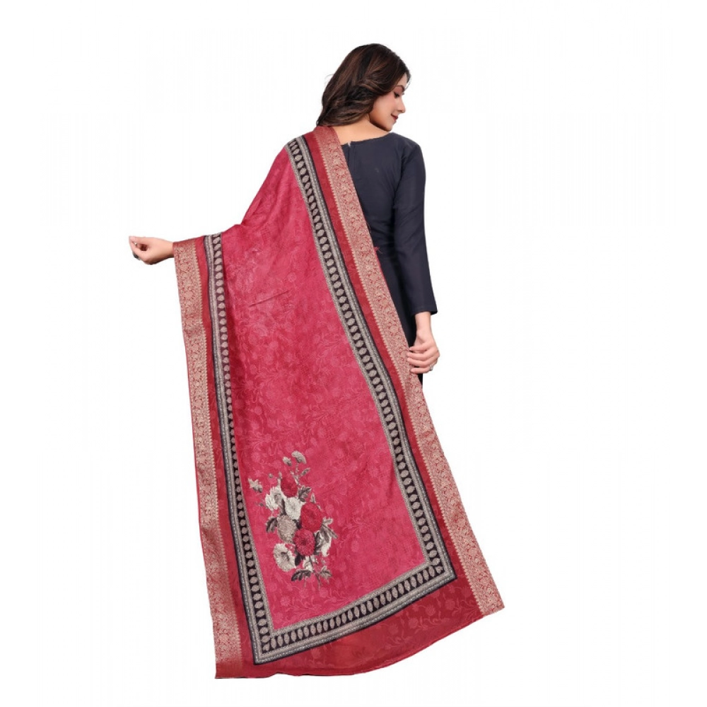 Women's chanderi silk Printed Dupatta (Red, Length: 2 Mtr) - Image 5