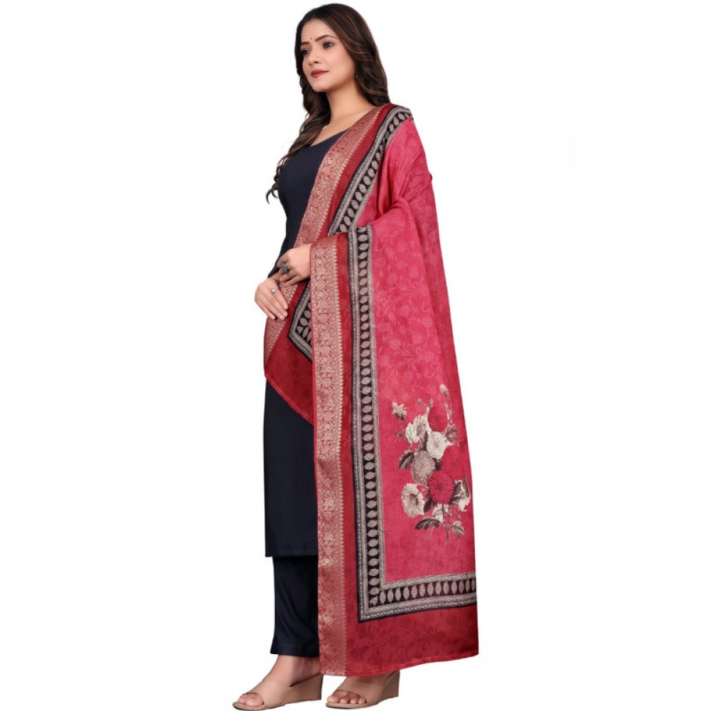 Women's chanderi silk Printed Dupatta (Red, Length: 2 Mtr) - Image 4