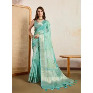 Women's Viscose Printed Saree With Unstitched Blouse 5.5Mtr (Green)