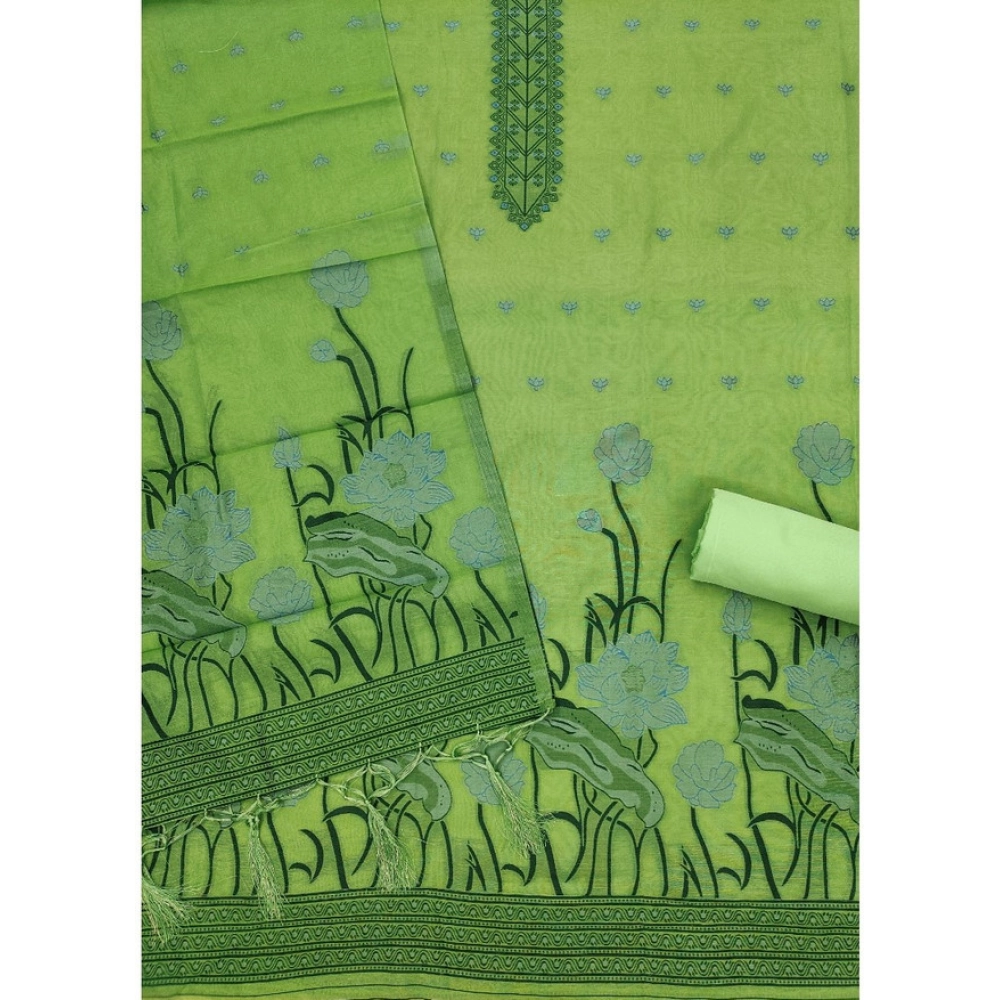 Women's Banarasi Silk Printed Unstitched Salwar Suit Material With Dupatta (Pista, 3Mtrs) - Image 3