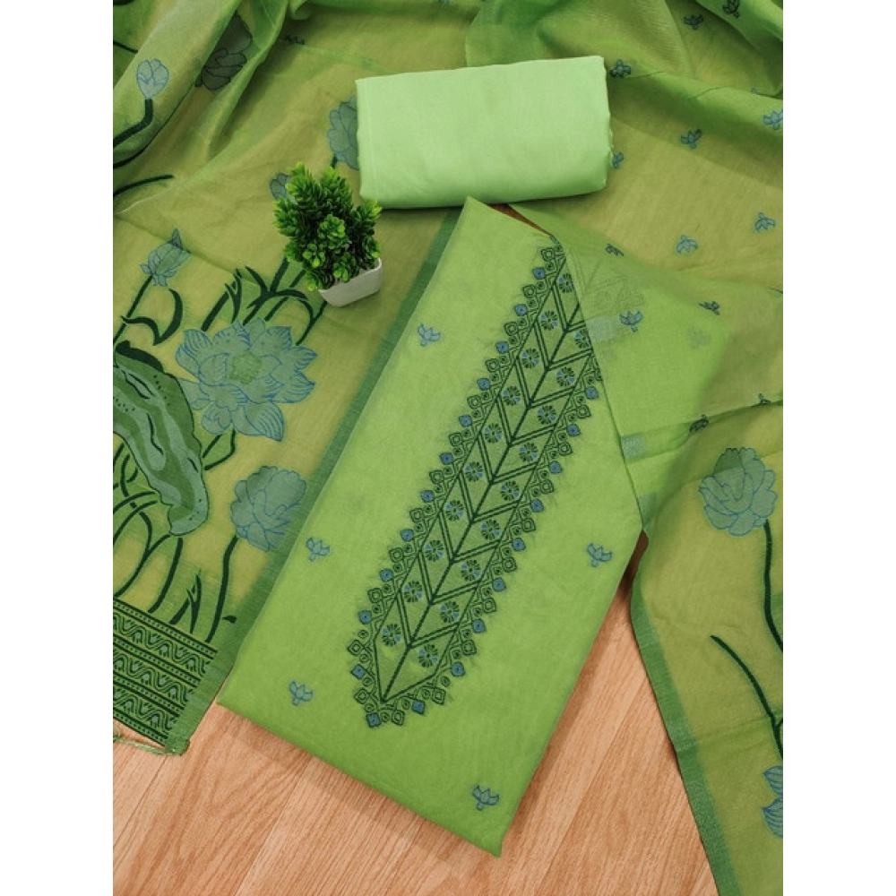 Women's Banarasi Silk Printed Unstitched Salwar Suit Material With Dupatta (Pista, 3Mtrs) - Image 4