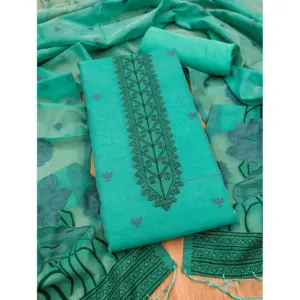Women's Banarasi Silk Printed Unstitched Salwar Suit Material With Dupatta (sea Green, 3Mtrs)