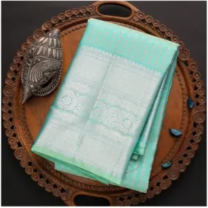 Women's Soft Litchi Silk Jacquard Work Saree With Unstitched Blouse 5.5Mtr (Blue)