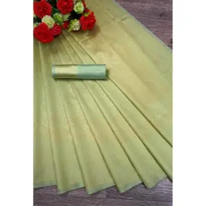 Women's Soft Litchi Silk Jacquard Work Saree With Unstitched Blouse 5.5Mtr (Pista Green)