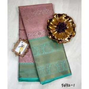 Women's Soft Litchi Silk Jacquard Work Saree With Unstitched Blouse 5.5Mtr (Light Pink)