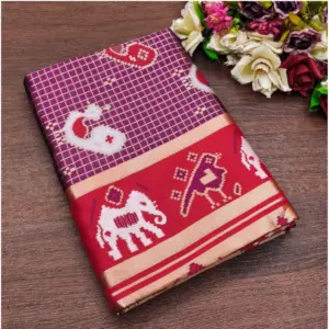 Women's Soft Litchi Silk Jacquard Work Saree With Unstitched Blouse 5.5Mtr (Purple)