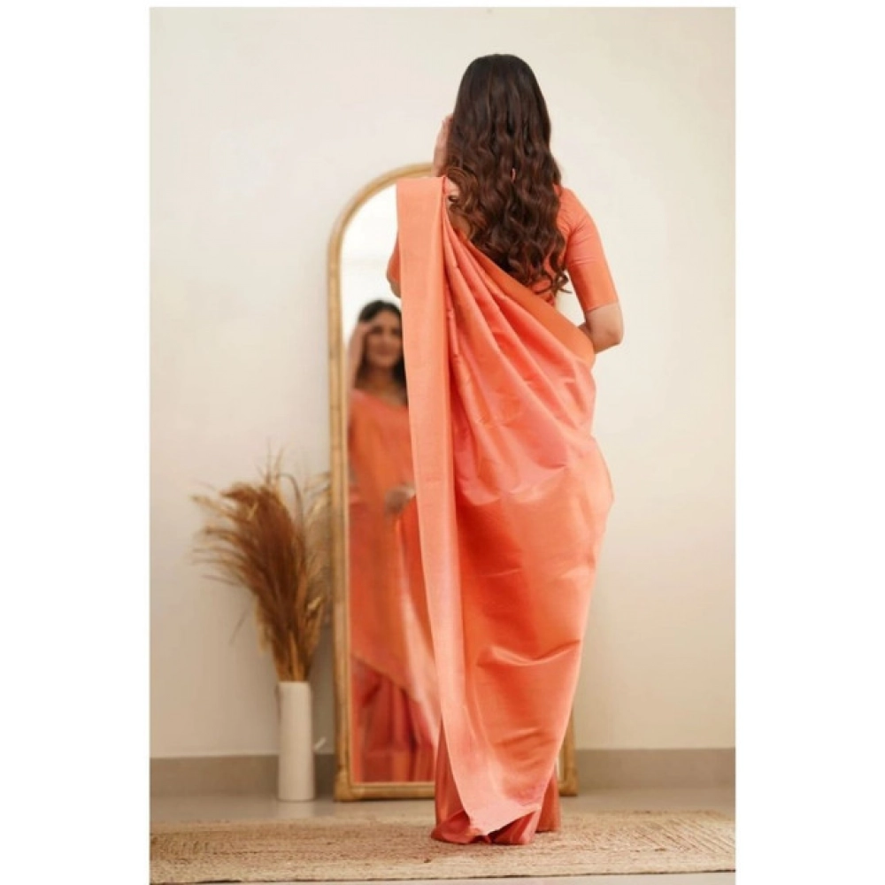 Women's Soft Litchi Silk Jacquard Work Saree With Unstitched Blouse 5.5Mtr (Dark Pink) - Image 2