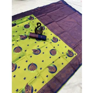 Women's Banarasi Silk Jacquard Work Saree With Unstitched Blouse 5.5Mtr (Lavender)