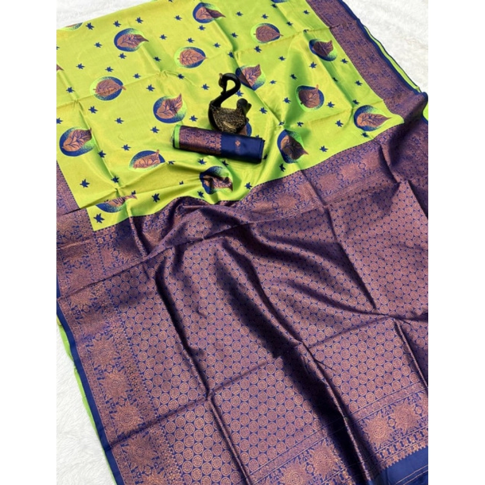 Women's Banarasi Silk Jacquard Work Saree With Unstitched Blouse 5.5Mtr (Lavender) - Image 2