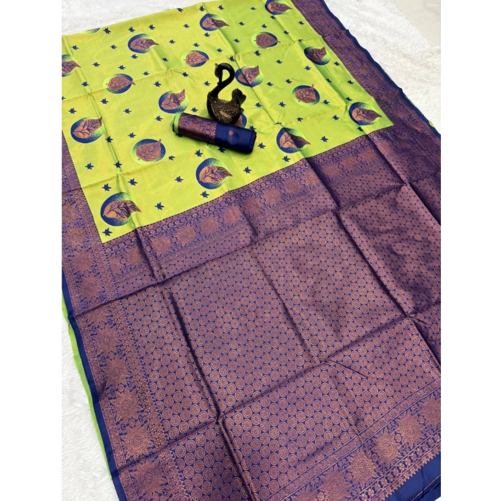 Women's Banarasi Silk Jacquard Work Saree With Unstitched Blouse 5.5Mtr (Lavender) - Image 3
