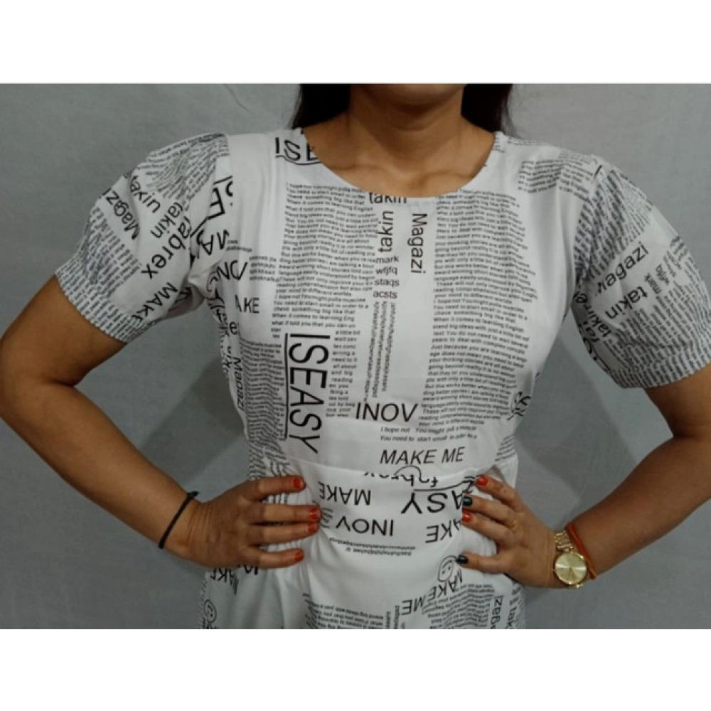 Women's Casual Crepe Half Sleeves Dress (White) - Image 5