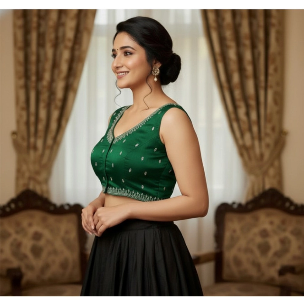 Women's Zimmi Choo Sequin Work V-Neck Padded Blouse (Green 38 Ready (Self Alterable 36–40) - Image 3