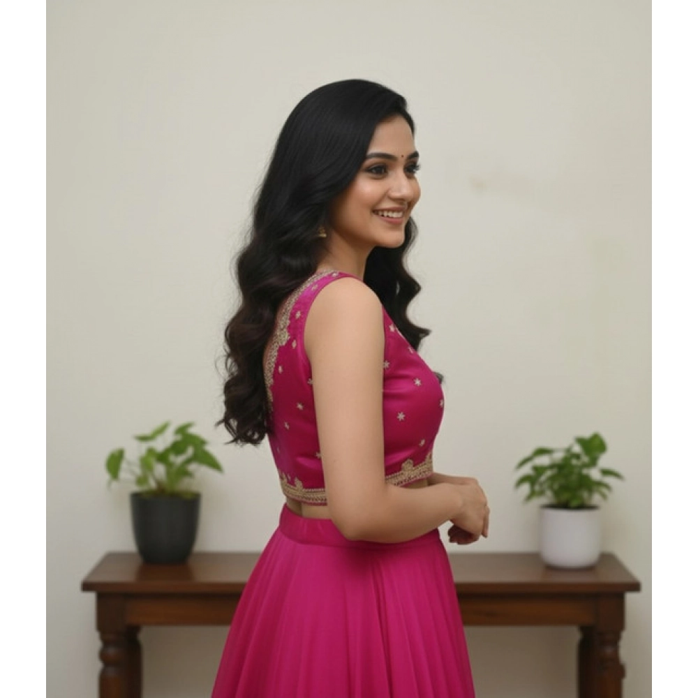 Women's Zimmi Choo Embroidered V-Neck Padded Blouse (Pink 38 Ready (Self Alterable 36–40) - Image 2