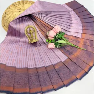 Women's Soft Silk Printed Saree With Unstitched Blouse 5.5Mtr (Lavender)