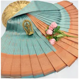 Women's Soft Silk Printed Saree With Unstitched Blouse 5.5Mtr (Pista Green)