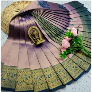 Women's Soft Silk Printed Saree With Unstitched Blouse 5.5Mtr (Lavender)