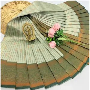 Women's Soft Silk Printed Saree With Unstitched Blouse 5.5Mtr (Pista Green)