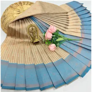 Women's Soft Silk Printed Saree With Unstitched Blouse 5.5Mtr (Sandal)