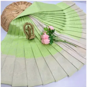 Women's Soft Silk Printed Saree With Unstitched Blouse 5.5Mtr (Pista Green)