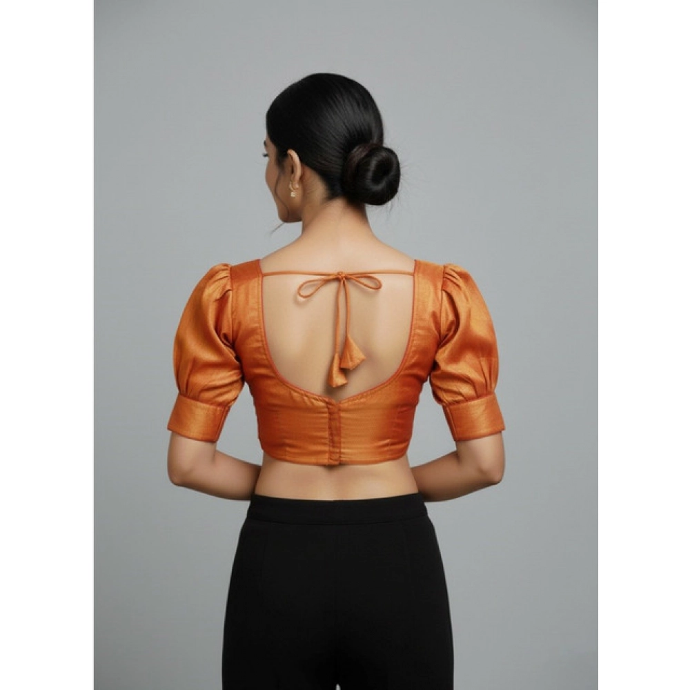 Women's Erode Silk V Neck Padded Blouse (Red, 38 Ready Size (Self-Alterable 36–40) - Image 4