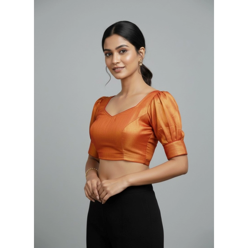 Women's Erode Silk V Neck Padded Blouse (Red, 38 Ready Size (Self-Alterable 36–40) - Image 3