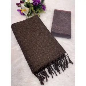 Women's Chiffon Zigzag lines Saree With Unstitched Blouse 5.5Mtr (Brown)