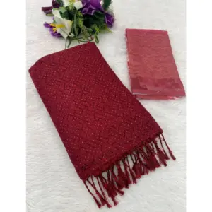 Women's Chiffon Zigzag lines Saree With Unstitched Blouse 5.5Mtr (Maroon)