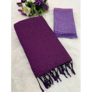 Women's Chiffon Zigzag lines Saree With Unstitched Blouse 5.5Mtr (Wine)