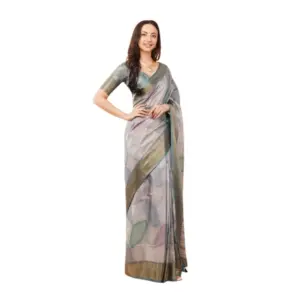 Women's Polyester Printed Saree With Unstitched Blouse 5.5 Mtr (Multicolor)