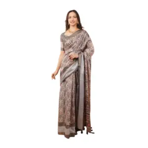 Women's Polyester Printed Saree With Unstitched Blouse 5.5 Mtr (Multicolor)
