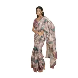 Women's Polyester Printed Saree With Unstitched Blouse 5.5 Mtr (Multicolor)