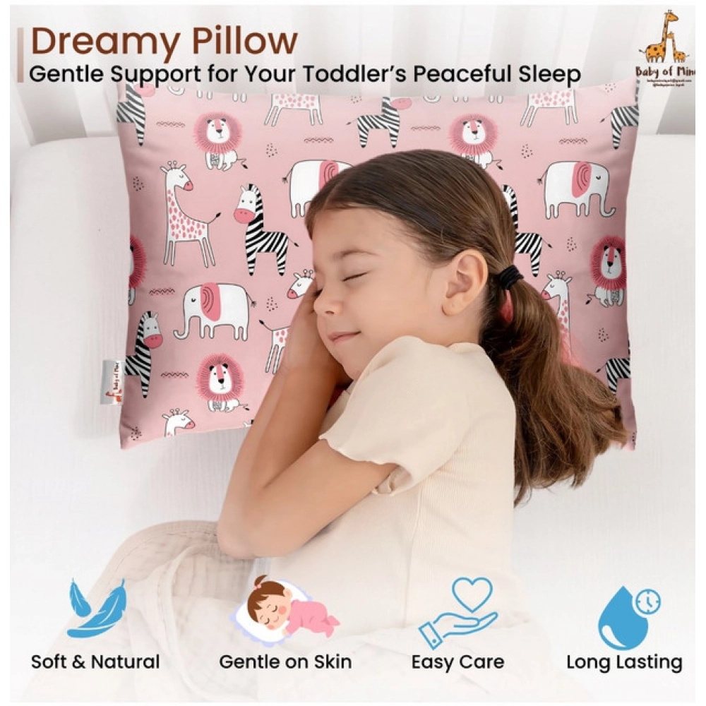 Soft Plush Printed Baby Infant Pillow for Kids Age 1 To 5 Years (Pink) - Image 3