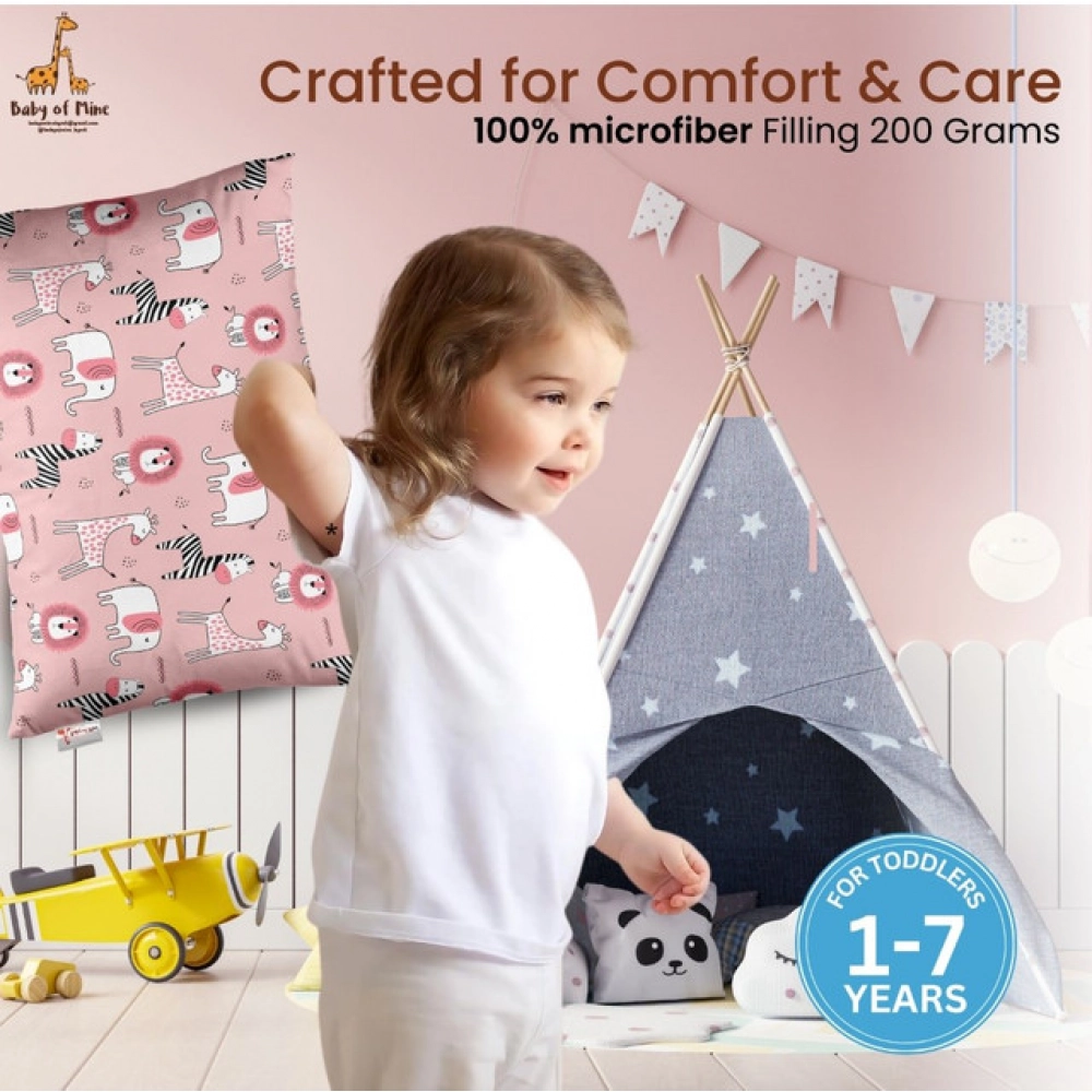 Soft Plush Printed Baby Infant Pillow for Kids Age 1 To 5 Years (Pink) - Image 2