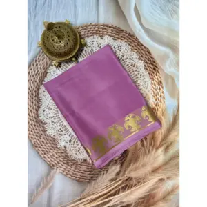 Women's Crepe Chit Pallu Solid Saree With Unstitched Blouse 5.5Mtr (Pink)