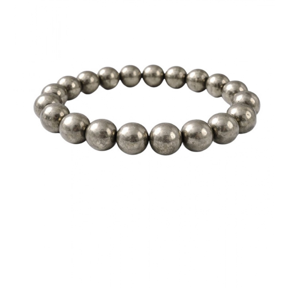 Natural Crystal 8mm Pyrite Bracelet (Grey)