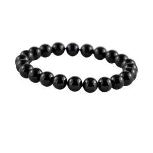 Natural Crystal 8mm Black Tourmaline Bracelet (Black)