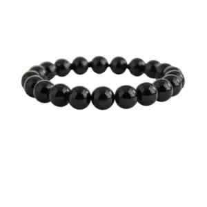 Natural Crystal 8mm Black Obsidian Bracelet (Black)