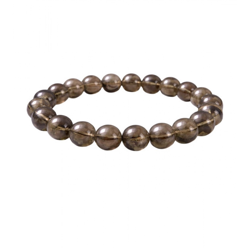 Natural Crystal 8mm Smoky Quartz Bracelet (Brown)