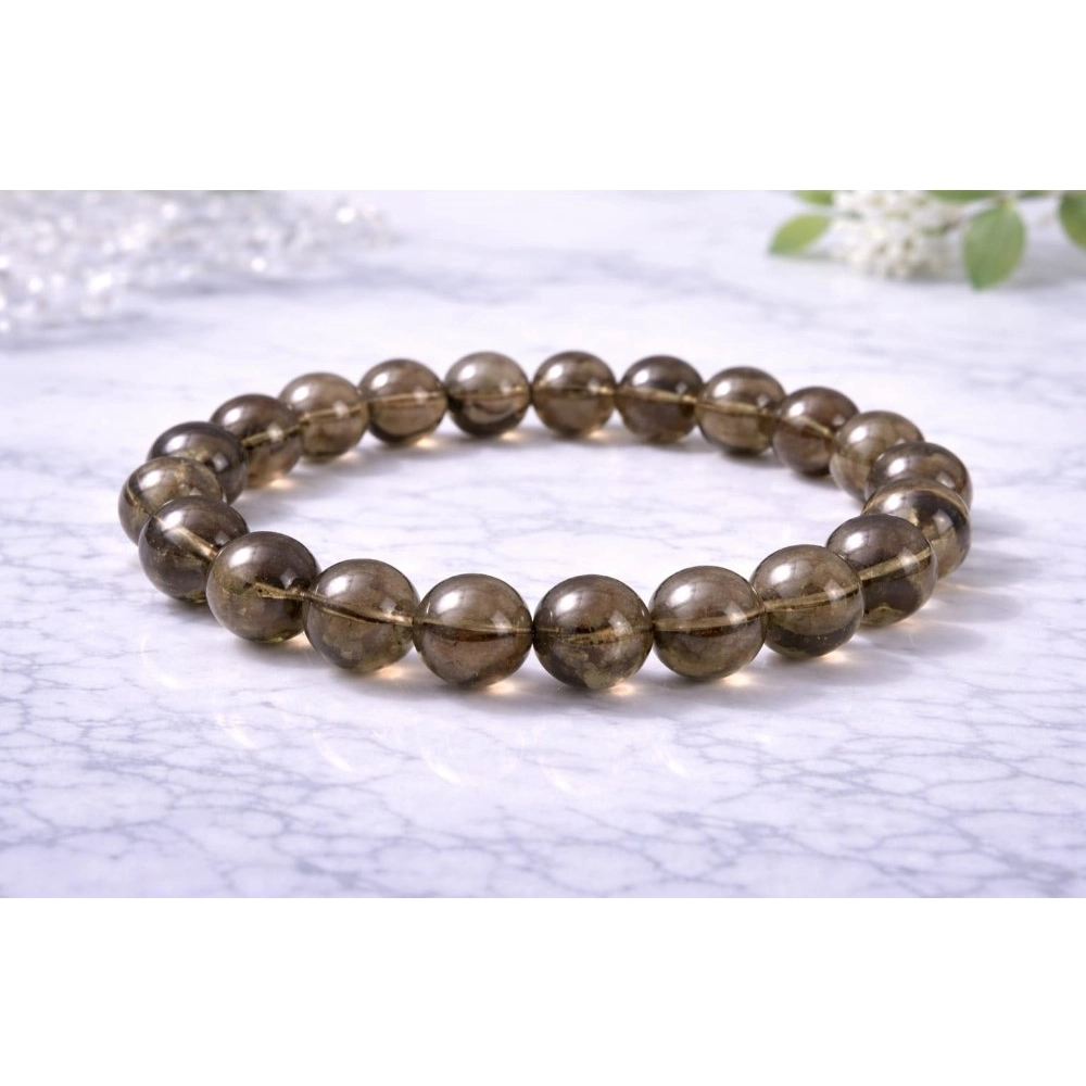 Natural Crystal 8mm Smoky Quartz Bracelet (Brown) - Image 2