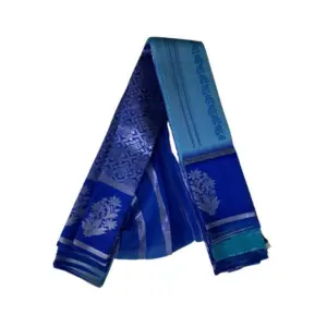 Women's Soft Silk Wooven Saree With Unstitched Blouse 5.5Mtr (Royal Blue)