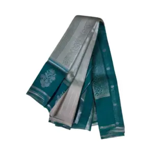 Women's Soft Silk Wooven Saree With Unstitched Blouse 5.5Mtr (Silver)