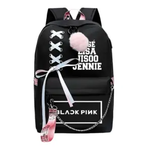 Unisex PU Leather Solid Medium Zipper Backpack (Black)