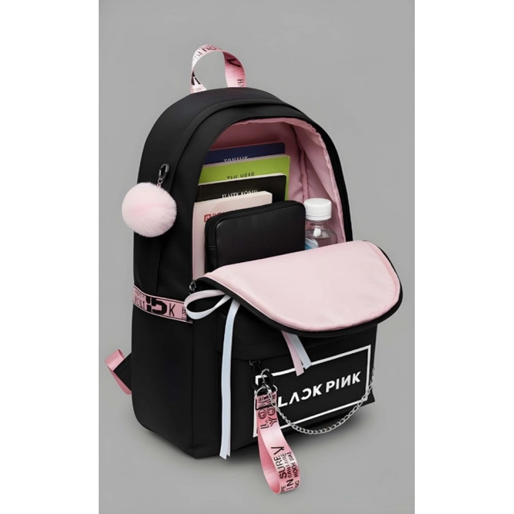 Unisex PU Leather Solid Medium Zipper Backpack (Black) - Image 3