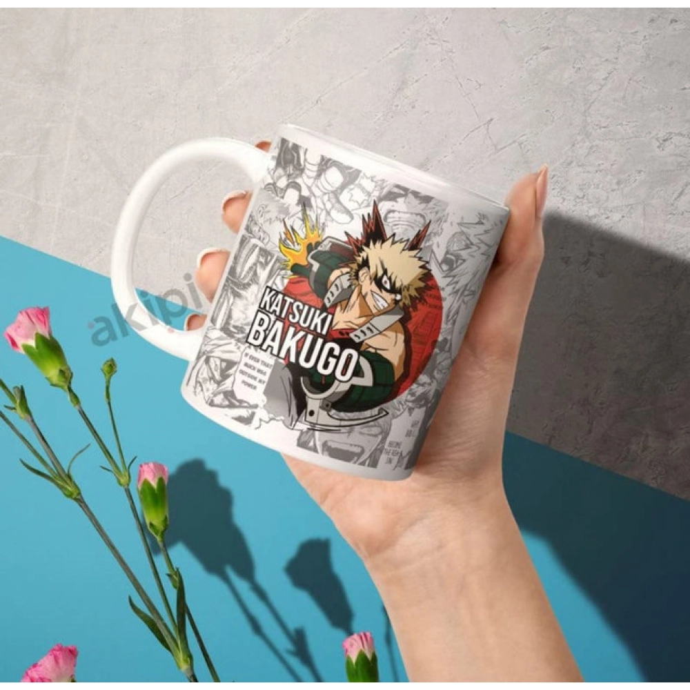 Anime Katsuki Bakugo Ceramic Printed Coffee Mug (White) - Image 2