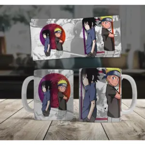 Anime Naruto & Sasuke Ceramic Printed Coffee Mug (White)