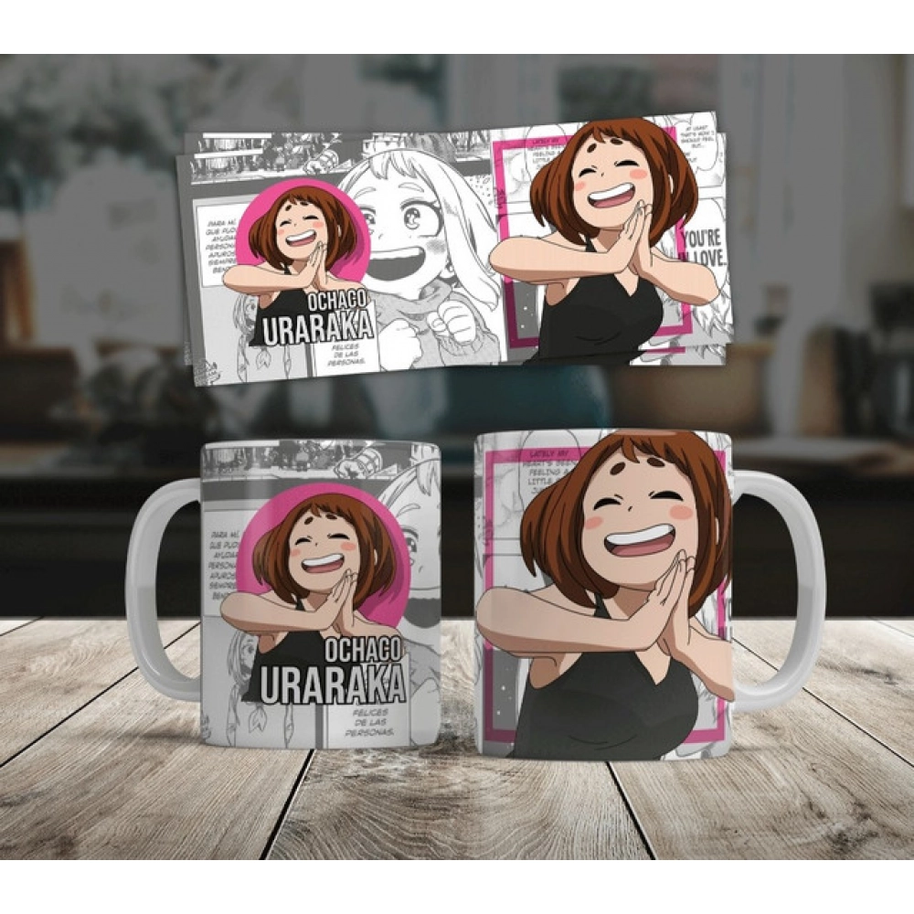 Anime Ochaco Uraraka Ceramic Printed Coffee Mug (White) - Image 4